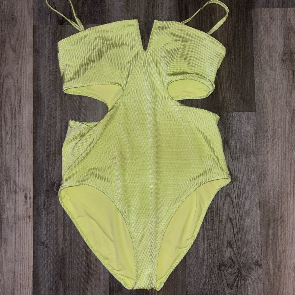 Aerie Green Cut-Out One Piece Swimsuit